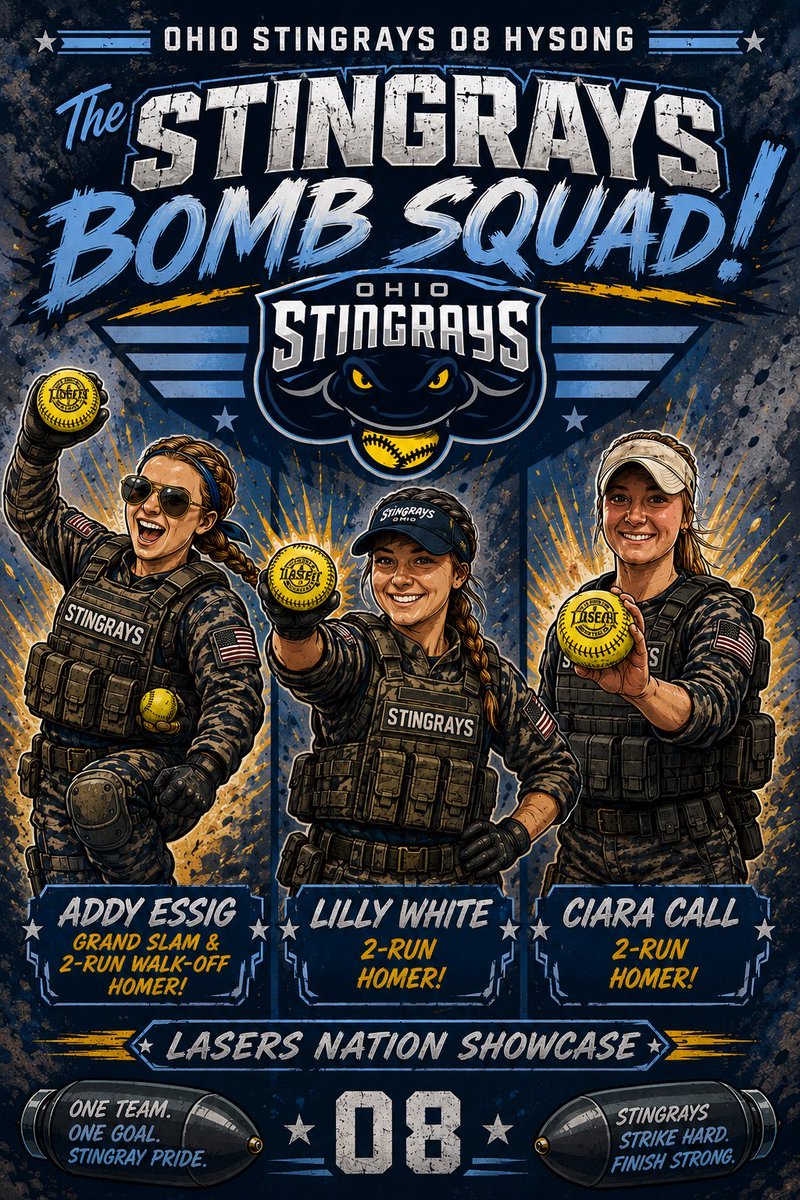 OHstingrays08's tweet photo. We had a great time at the Laser Nation Summer Showcase! Our bats came alive with 4 home runs! 
@AddisenEssig27 hit a grand slam and a 2 run homer! Lilly White hit a 2 run homer! @ciara_call hit a 2 run homer! Keep up the great work! https://t.co/z3y9QWIUsE
