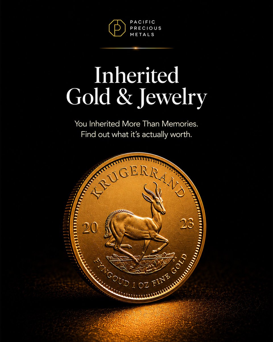 PacPrecMetal's tweet photo. Most inherited collections sell for far less than they're worth - 

Simply because  families don't know where to start. 
Whether it's gold coins, estate jewelry, or silver  passed down through generations, you deserve to know the real value before you  decide anything. 

Free appraisal. Same-day payment available. 

Link in bio.   

#InheritedGold #EstateSale #PreciousMetals #GoldCoins #SellGold #Krugerrand  #SilverCoins #JewelryValuation #PacificPreciousMetals