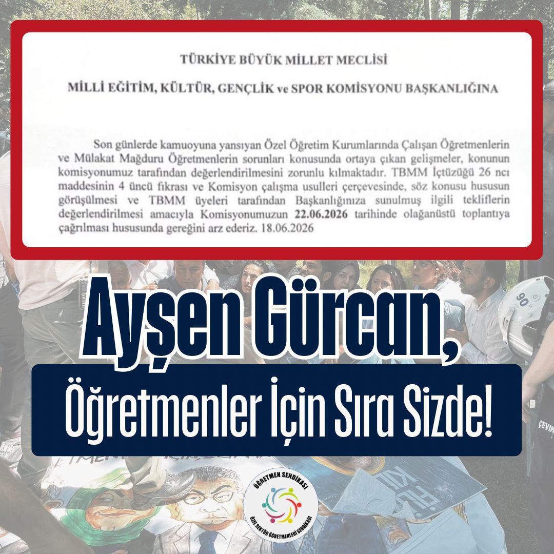 ogretmensendika's tweet photo. ❗️Komisyonun olağanüstü toplanması için çağrı yapıldı.
Öğretmenler günlerdir sesleniyor.
Aileler, eğitim emekçileri, toplum çözüm bekliyor.

Ayşen Gürcan (@ProfDrAGurcan), öğretmenler için sıra sizde.

Öğretmenlerin talepleri açık.
Çözüm mümkün.
Verilen sözler tutulmalı, komisyon toplanmalı.

#AyşenGürcanKomisyonuTopla

@ProfDrAGurcan @NazimMavis @ozmehmetemin @ZehraNurAydemr @ozturkercn @kemalkarahanmv @mhulkicevizoglu @YucelArzen  @makif_yilmaz @latifselvi42 @IbrahimUKaynak @rukiye_toy @yilmazbuyukaydn @ismetguneshan17 @elvangezmischp @yalimhalici @FethiAcikel @Suat_Ozcagdas @fazilkasap @drmadiguzel @ilyastopsakal @saffetsancakli @YLMZHUN @KezbanKonukcu @PerihanKoca @senolsunat @mehmetkaramansp