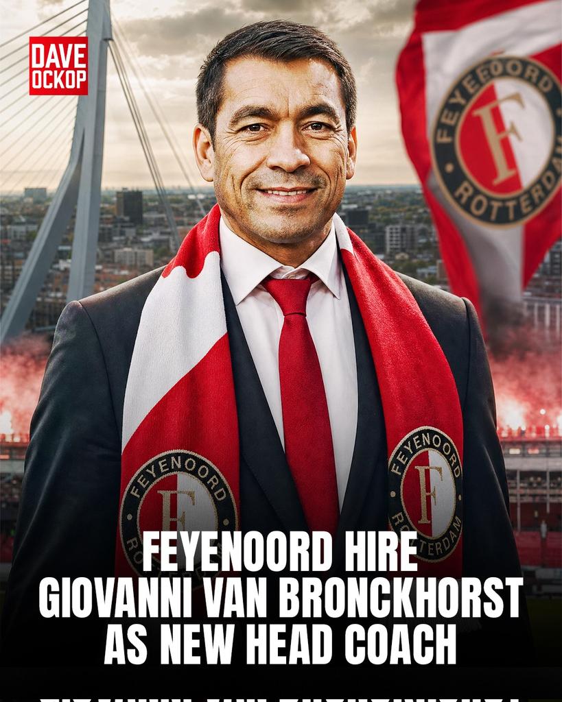 DaveOCKOP's tweet photo. Feyenoord have officially hired Giovanni van Bronckhorstas new head coach. https://t.co/St3eY4Oog4