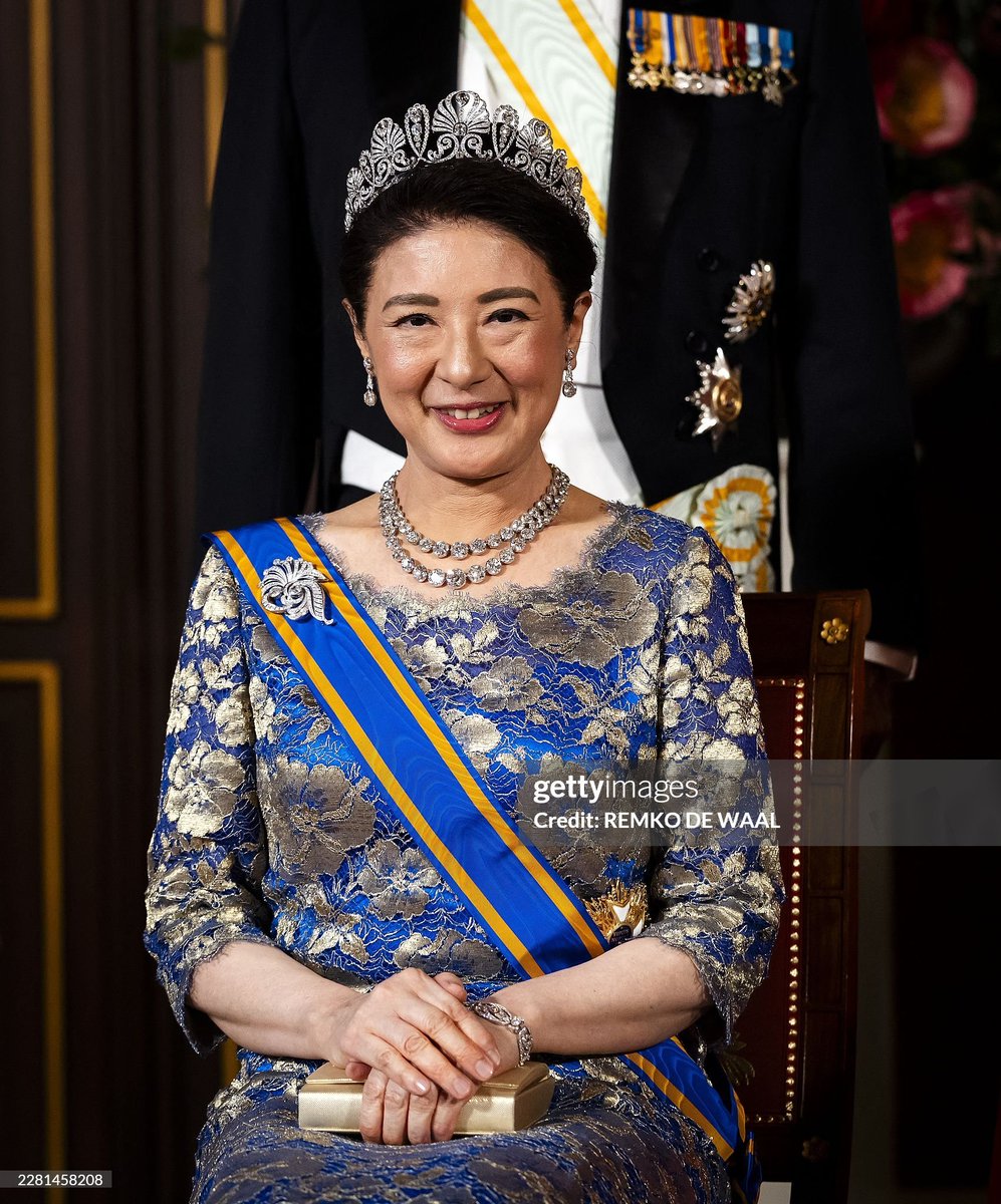 Empress Masako wearing the Diamond Honeysuckle Tiara in Amsterdam