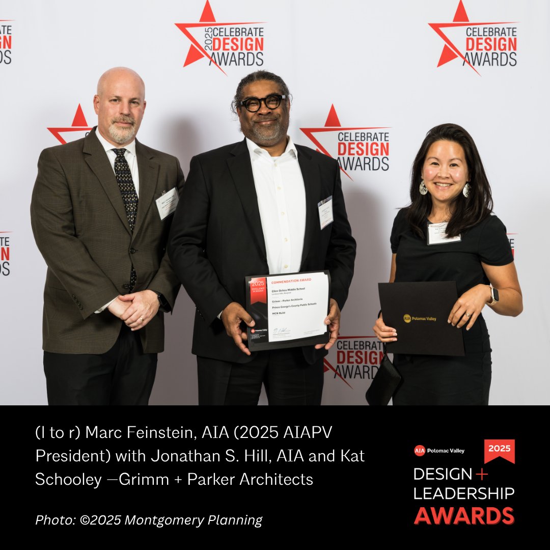 AIAPVC's tweet photo. Celebrating Grimm + Parker Architects and their award-winning LEED Gold Ellen Ochoa Middle School in Landover Hills, MD, recognized with a Commendation Award in AIAPV’s 2025 Excellence in Design Awards
🔗 https://t.co/dhr3INTLEQ

#aiapotomacvalley⁠ #AIAPVAwards2025⁠ https://t.co/T2dMmkGF1a