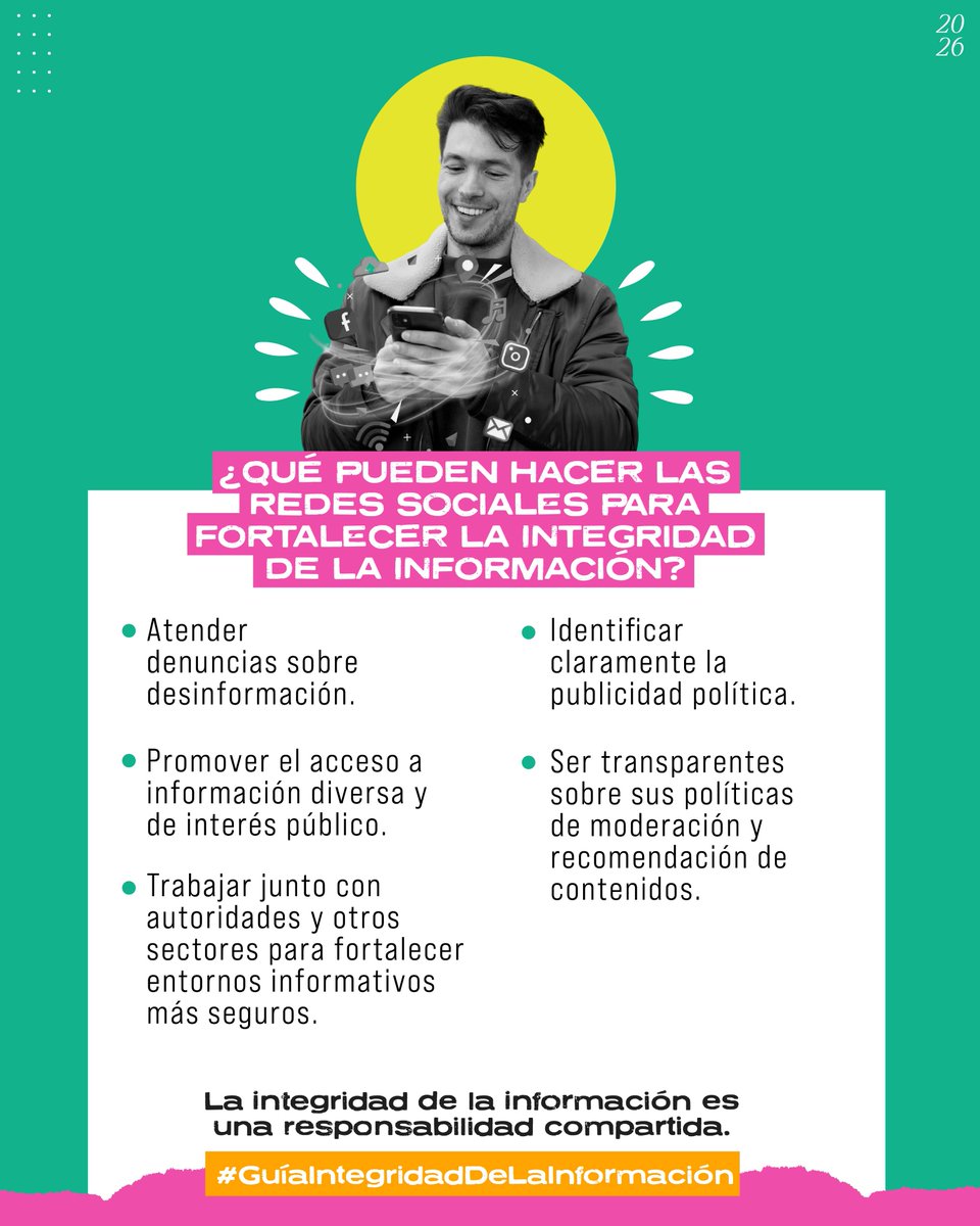 CRCCol's tweet photo. Las plataformas digitales pueden contribuir a unas #EleccionesInformadas con mecanismos ágiles para atender denuncias sobre desinformación. Entornos más seguros benefician a toda la ciudadanía. 🔗 https://t.co/9kk1JbyCAf #GuíaIntegridadDeLaInformación https://t.co/FqO1N9dQib