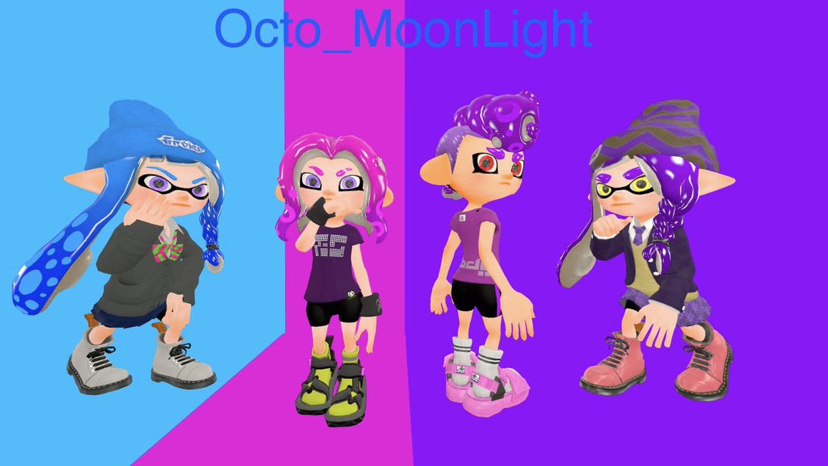 Octo_MoonLight's tweet photo. I updated my ocs Charlie and Jessie’s pose and I’m keeping the same pose for my oc Emily and Ema #Splatoon3 #splatoonocs #SplatoonSFM https://t.co/5xeLIl0ten