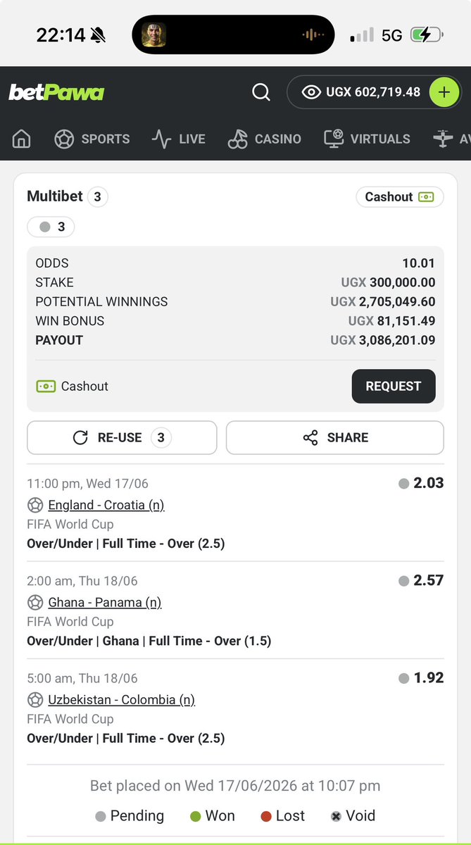 Chiefhassa10463's tweet photo. WOYP37Y | Betpawa Booking Code

World Cup odd 10🔥 | katekemu ezitakuluma | good luck https://t.co/y6S1I5we9L