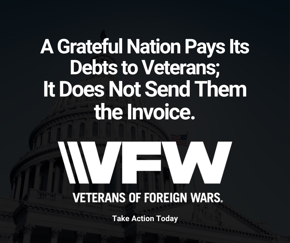 VFWHQ's tweet photo. 🚨 Action Alert

They said they wouldn't cut veterans' benefits.

The Take Care of America's Veterans Act does exactly that.

$57 billion. 1.5 million veterans. Tinnitus. Sleep apnea. Conditions earned in combat. Stripped from future veterans to pay for other veterans' benefits.

VFW National Commander Carol Whitmore: "A grateful nation pays its debts to veterans; it does not send them the invoice."

This community has a code. We don't eat our own.

Take action: https://t.co/CeC7052N42

#WeDontEatOurOwn #HonorTheContract #VFW #Veterans #ProtectVeteransBenefits