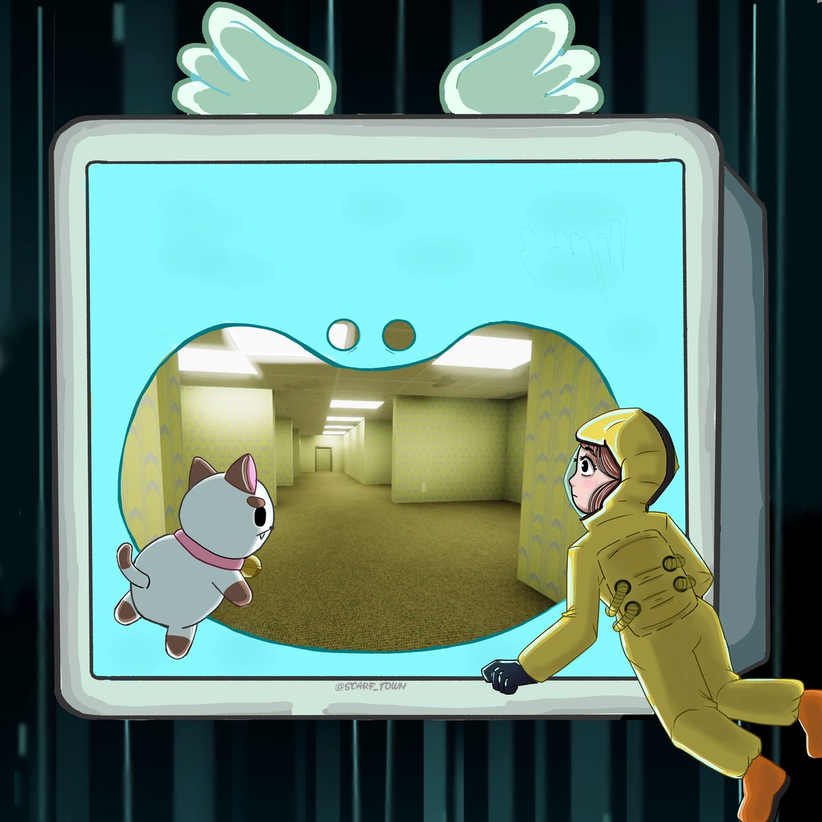 scarf_town's tweet photo. Backrooms temp job
#beeandpuppycat #backrooms https://t.co/e62MGevQzW