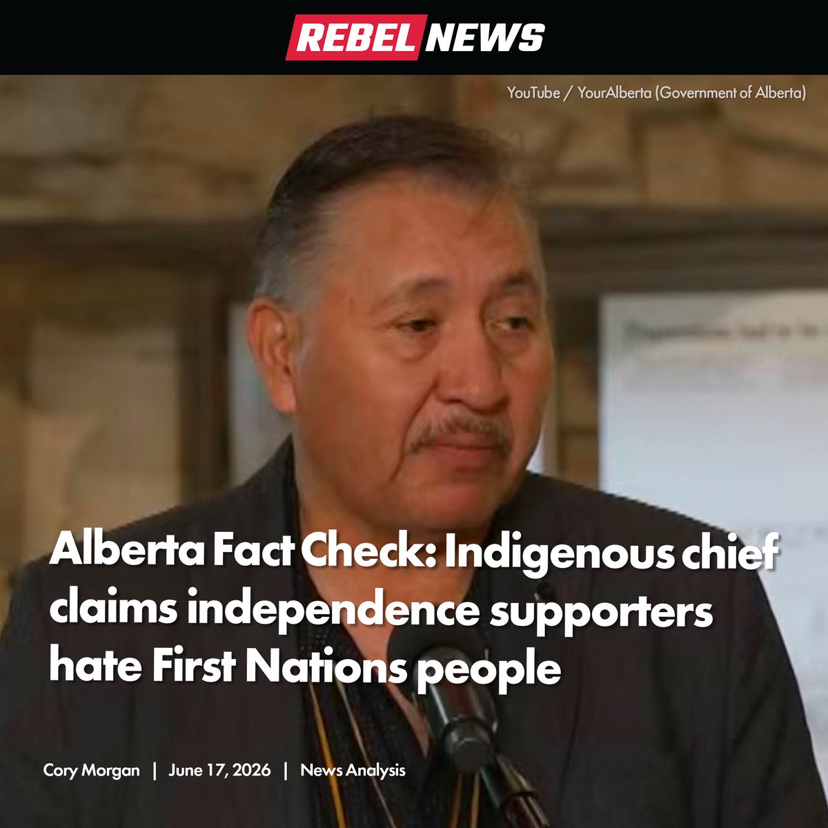 RebelNewsOnline's tweet photo. At a rally opposing Alberta independence, First Nations chiefs were long on rhetoric but short on facts as they claimed the movement violated their rights and was based on racism.

READ MORE: https://t.co/RCBVa0kn43 https://t.co/MIR7FiSRWs