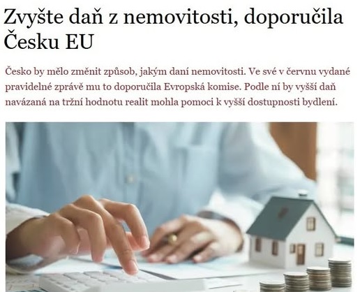 Sedlacek_Jan's tweet photo. EU "doporučila" ČR razantně zvýšit daň z nemovitosti. 

Já bych doporučil EU, aby nezasahovala do našich vnitřních záležitostí a nechala na nás, jaké daně si tu určíme. 

(Za sebe říkám daň z nemovitosti zcela zrušit u obytných domů.) https://t.co/SU4gOc95rp