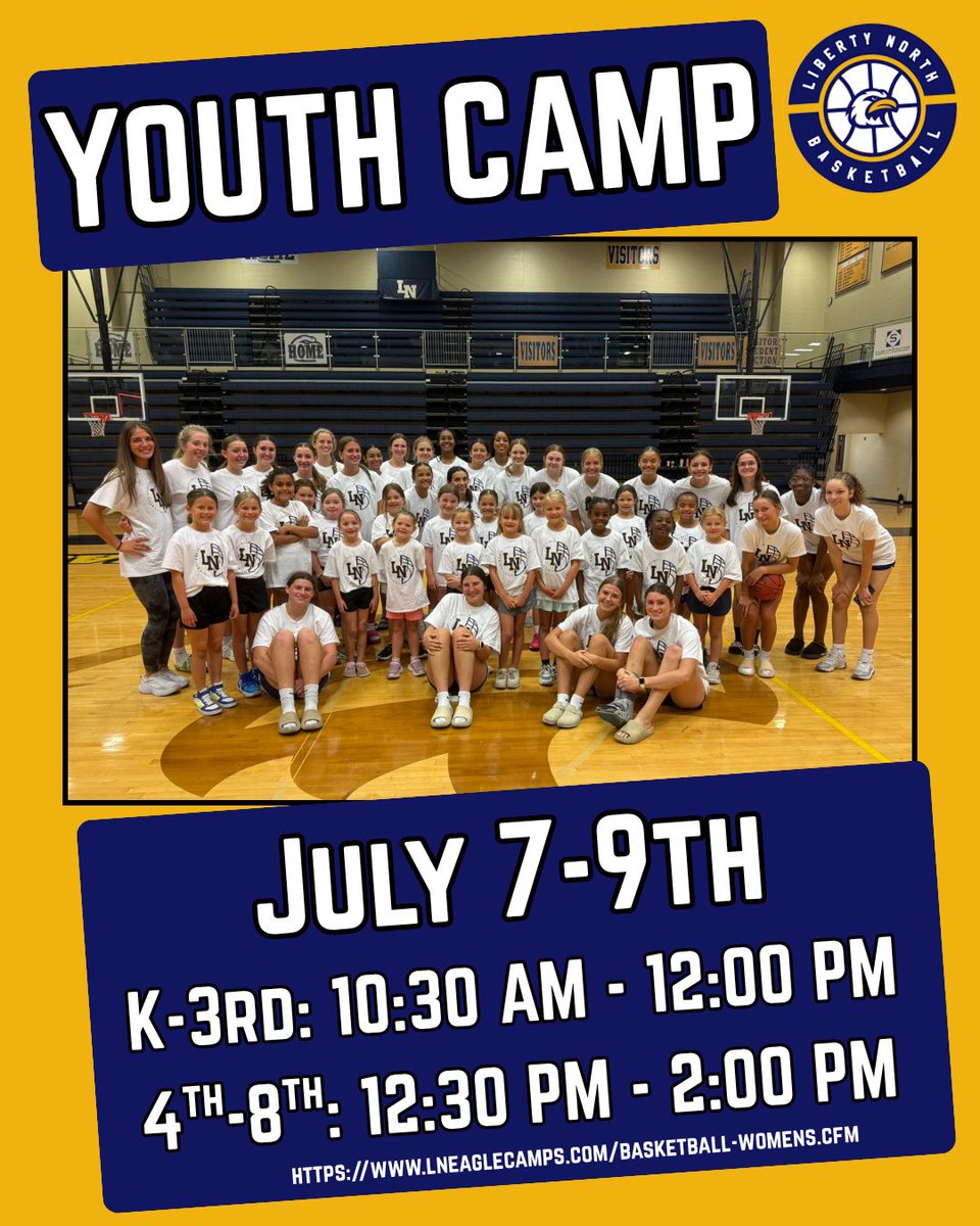 LNEagleWBB's tweet photo. We are less than a month away from youth camp! If you haven’t signed up, get signed up today! 

https://t.co/PjY7SdVRY2 https://t.co/OtFBw9vc8m