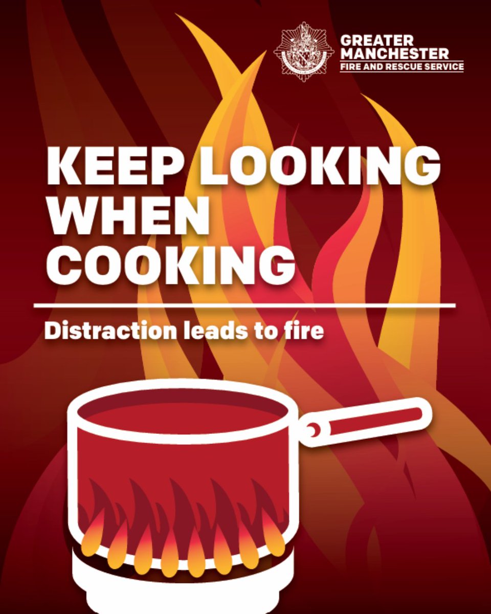 manchesterfire's tweet photo. ⚽ Looking forward to the match tonight?

If you’re cooking before, during or after the game, don't get distracted and never leave your cooking unattended 🍳🔥

Don’t cook if you've had a drink – prepare something beforehand or order a takeaway instead

#CookSafe https://t.co/p6Hfq84qhm