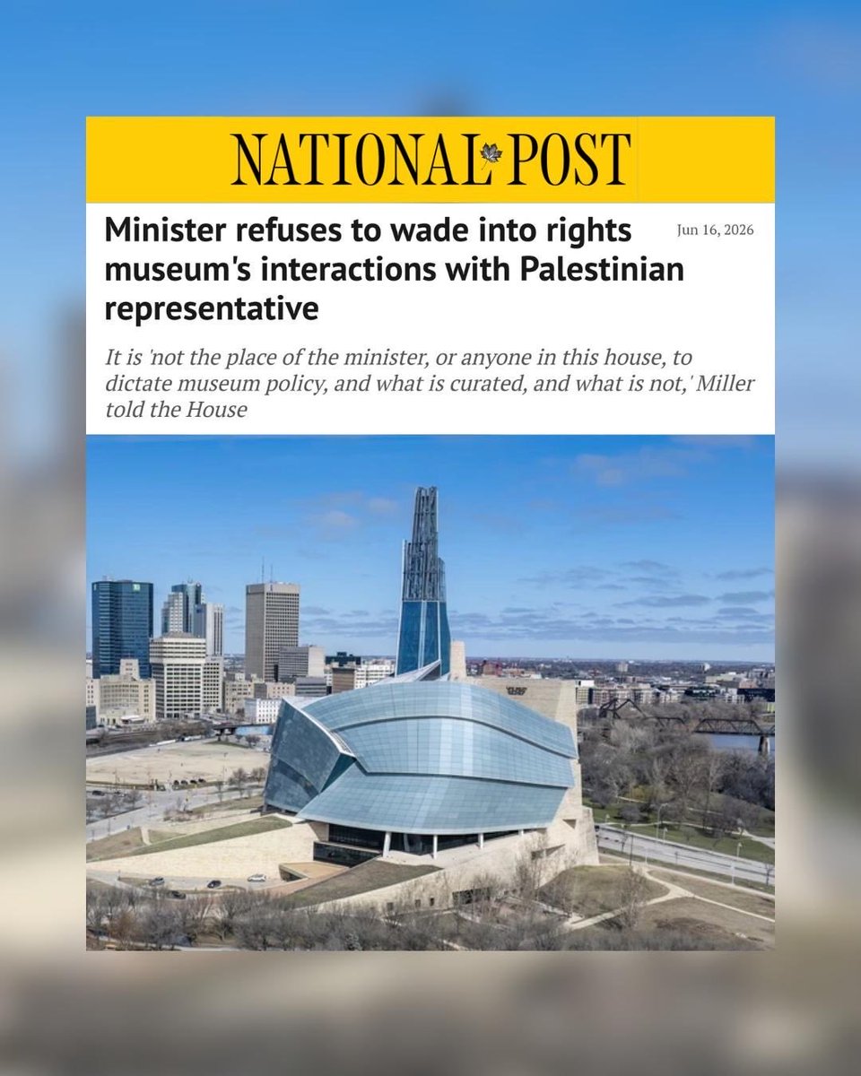 RachaelThomasAB's tweet photo. 🚨Shocking: The taxpayer-funded Canadian Museum for Human Rights met with the Palestinian representative to Canada to develop its controversial Nakba exhibit, a deeply divisive and political display. 

Many Jewish Canadians and organizations have sounded the alarm, warning that this exhibit risks promoting a one-sided radical narrative that targets Jewish people at a time when antisemitism is already on the rise.

Crown corporations receiving taxpayer dollars should be accountable to the Canadian public, not foreign representatives with radical agendas. 

The exhibit must be stopped in its current form. But Minister Marc Miller refuses to do anything.