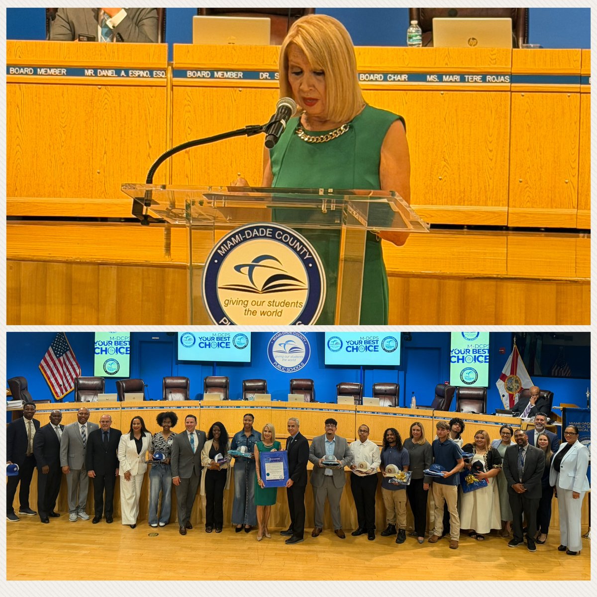 MariTereMDCPS's tweet photo. Today, during our School Board meeting, I was proud to recognize Miami-Dade County Public Schools’ Career and Technical Education (CTE) Signing Day, celebrating students as they commit to postsecondary technical education pathways. https://t.co/guanWBVeaB