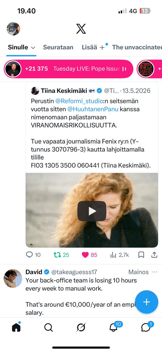 en2455926's tweet photo. @SamiAntinniemi @MaunoNurmirant1 Voitaisiin nostaa juttu THL:ää johtoa koskien mutta tarvitaan yksi hyvä ei korruptiossa ja rahanpesussa mukana oleva asianaja. 🤔

@JKavonius @IkeNovikoff @OlliKotro @OssiTiihonen @MikaVauhkala @MikkoVapa @MarkoVapa https://t.co/sojhp65RXt