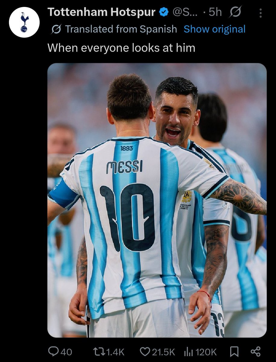 SRoberto433's tweet photo. Why do clubs always make sure Messi is in the picture whenever they post about their Argentina players?

At this point, we all know why.

We all agree he's the greatest.

Thank God I was born in this era to witness Messi's greatness. https://t.co/ruYmkT7Zad