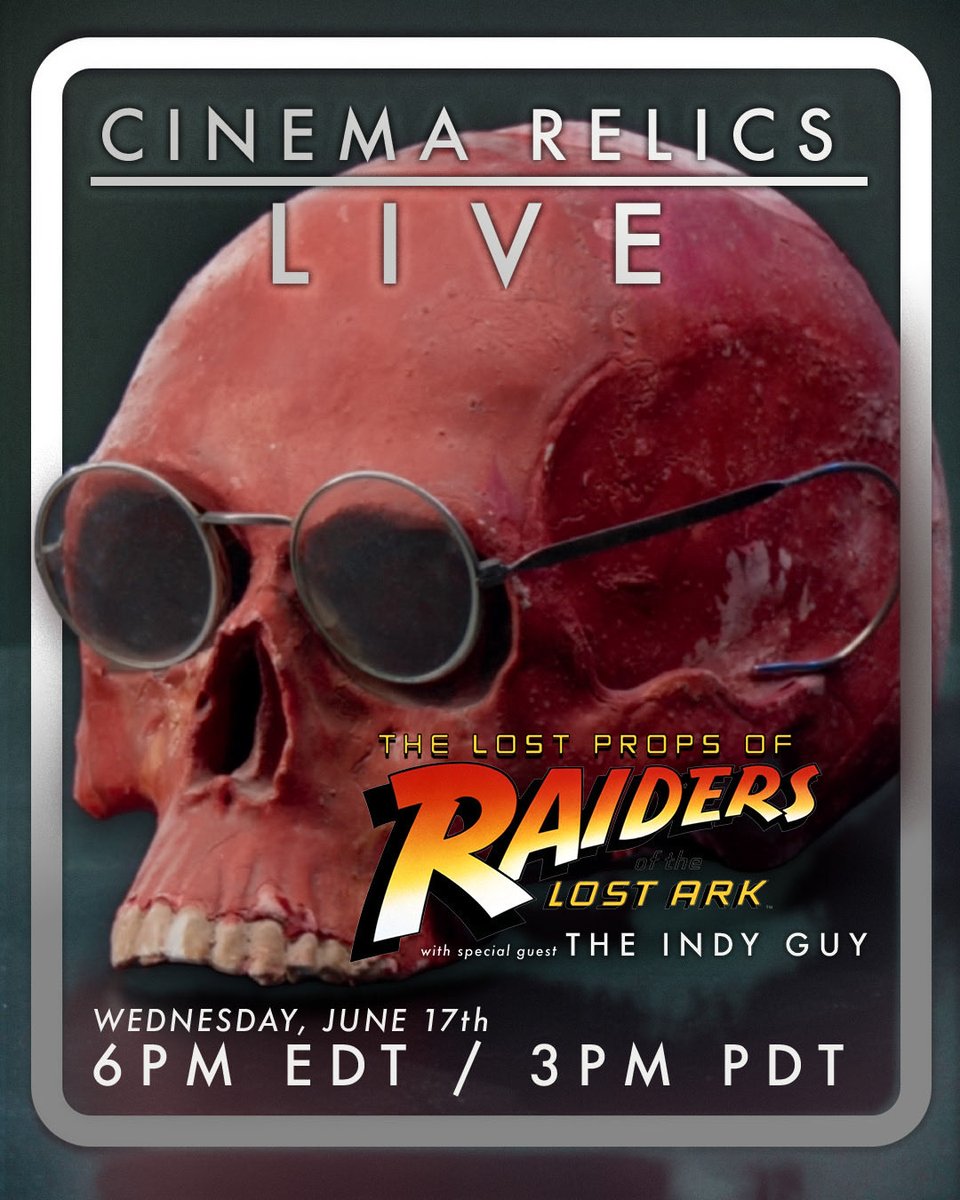 Cinema_Relics's tweet photo. Heads up! We’re going Live tonight on YouTube at 6pm ET/3pm PT. 

In the meantime, would anyone care for some chilled Toht brains?

https://t.co/pOAOyHO6mL https://t.co/aEHNC8geVI