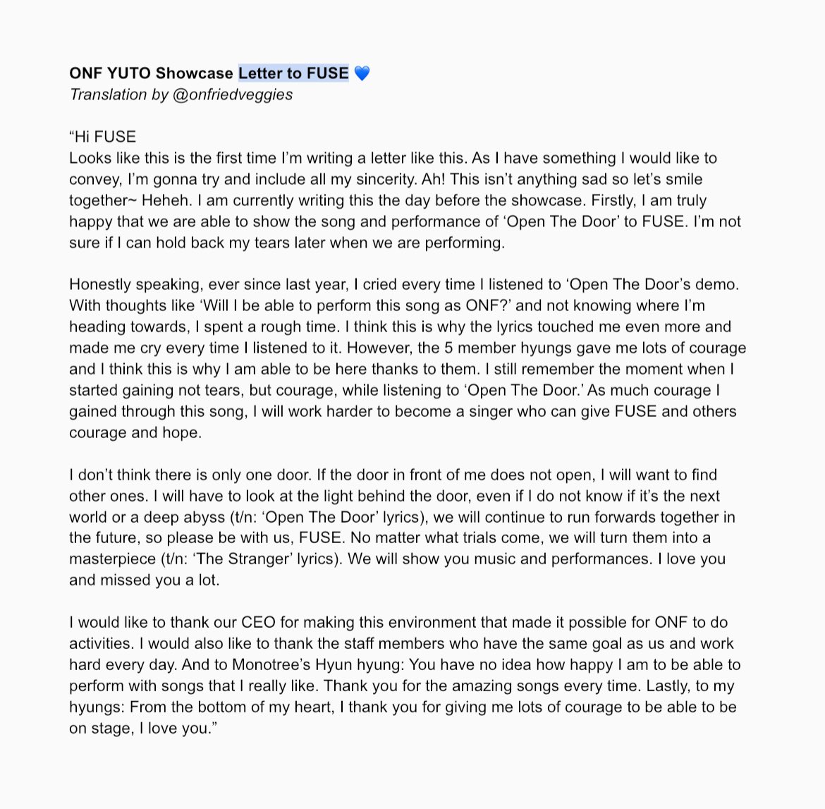 onfriedveggies's tweet photo. #ONF #온앤오프 #YUTO #유토 Showcase Letter to FUSE ENG Translation 🐿💙⭐ https://t.co/chQtM2NoGy