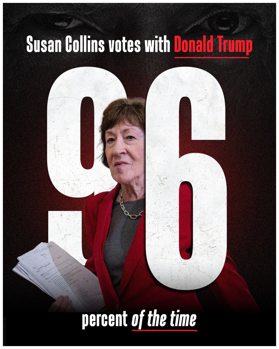 dscc's tweet photo. Susan Collins continues to put Donald Trump above Mainers. https://t.co/mylNLfBH7l