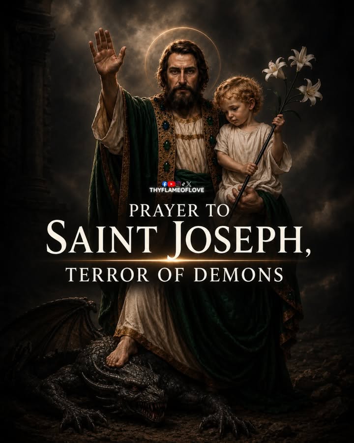thyflameoflove's tweet photo. PRAYER TO SAINT JOSEPH, TERROR OF DEMONS

June 17: Feast of the Most Chaste Heart of Joseph

Saint Joseph, Terror of Demons, watch over us with your fatherly care and protection. By the power God entrusted to you as guardian of Jesus and Mary, defend us from the snares, temptations, and attacks of the evil one.

You faithfully protected the Holy Family from danger and obeyed God's voice without hesitation. We ask you now to protect our homes, our children, our parents, our families, and all those who are approaching the hour of death.

Obtain for us the grace to remain faithful to Christ, steadfast in prayer, and courageous in times of trial. May your presence bring peace to our hearts and strength against every spiritual danger.

Saint Joseph, mighty protector and Terror of Demons, remain close to us always and lead us safely to Jesus and Mary.

Amen.

Saint Joseph, Terror of Demons, pray for us. 📷📷
