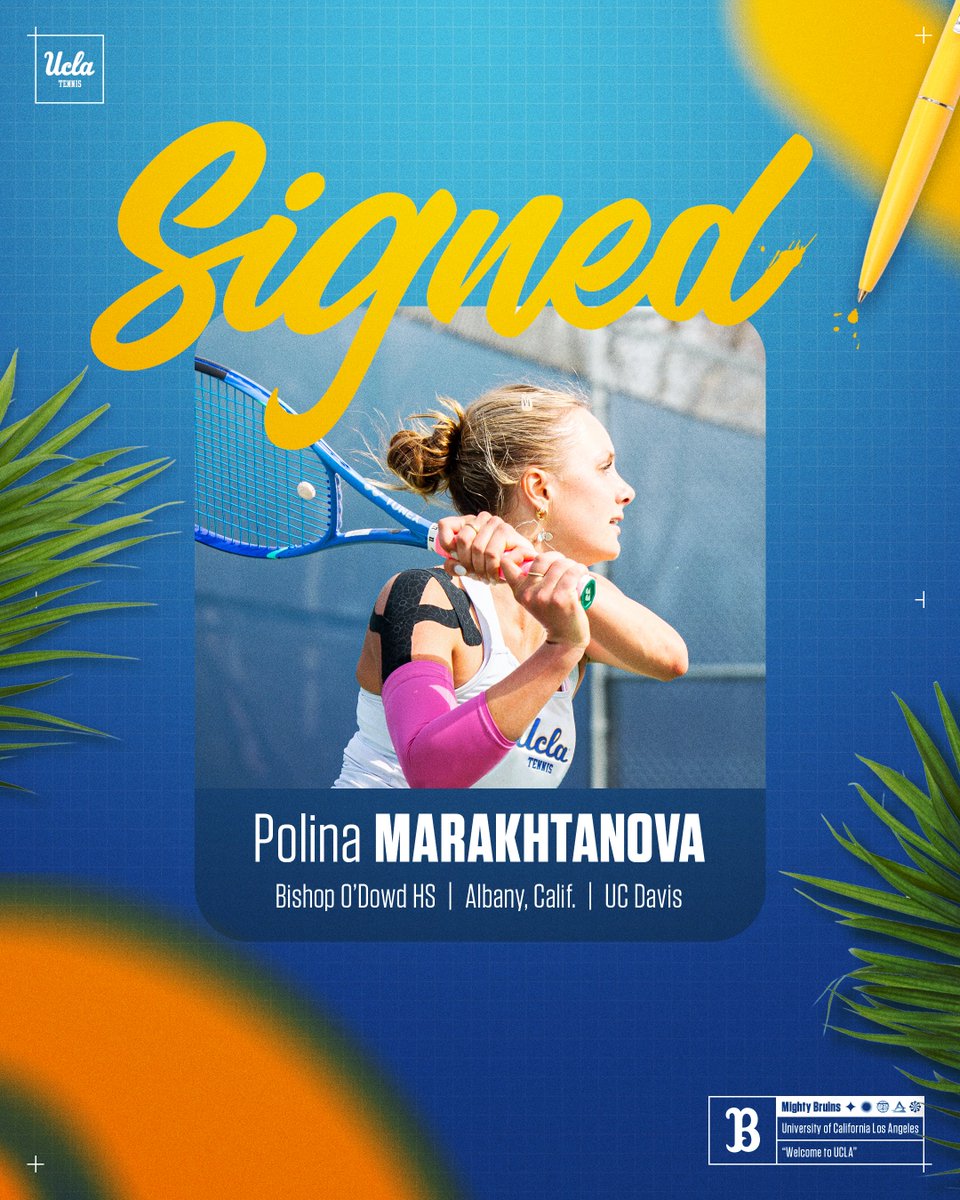 uclawtennis's tweet photo. 🚨 𝙉𝙚𝙬 𝘽𝙧𝙪𝙞𝙣 🚨

Help us welcome All-Big West singles and doubles first-teamer Polina Marakhtanova to Westwood!

#GoBruins https://t.co/Ob7QtXJCYF