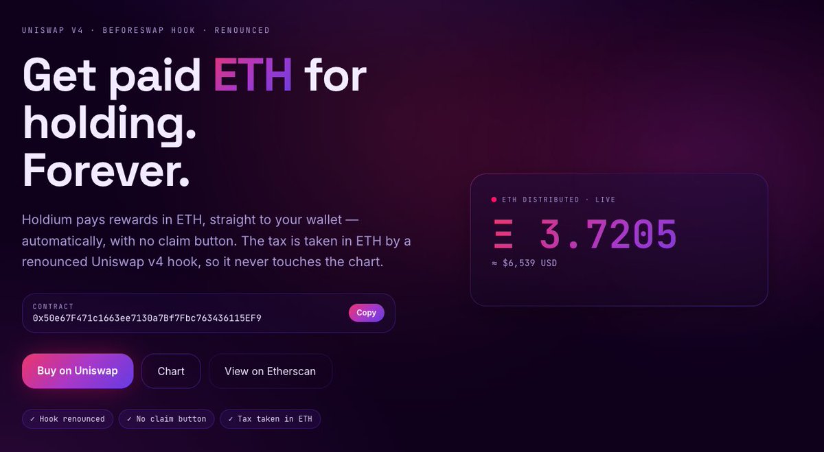 holdiumx's tweet photo. 3.7ETH | $6,500 rewarded already in only the first 2hrs of launch!

Not one single swapback on the chart. Holdium is rewards done right.

Live tracking on our website: https://t.co/j1CNhDGzgg https://t.co/KMm3Le9mYf