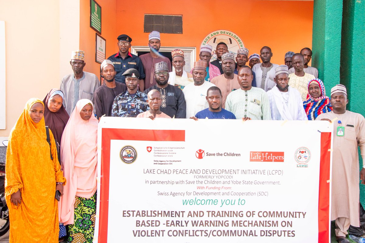 LCPD_NGO's tweet photo. The Establishment and Training of Community-Based Early Warning Mechanisms for the Prevention of Violent Conflict and Communal Disputes was successfully conducted in Damaturu LGA, marking a significant step toward strengthening community resilience and peacebuilding efforts. 

A key outcome of the training was the establishment of functional community-driven early warning structures, including the identification of focal persons and communication channels to facilitate timely information sharing and coordinated responses to emerging risks. The activity also strengthened collaboration among stakeholders and laid the foundation for improved social cohesion and peaceful coexistence within the community.

This activity is being implemented under the @savechildrenNG - SDC project, with the aim of promoting sustainable peace and reducing the risk of violent conflict across target communities.