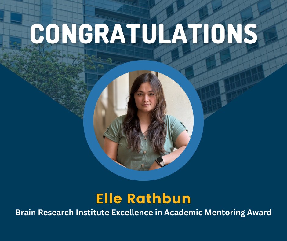 UCLANeurology's tweet photo. Congratulations to Elle Rathbun on receiving the Brain Research Institute Excellence in Academic Mentoring Award!

A graduate student in Dr. Tom Carmichael's lab, Elle mentors a team of undergraduate students while advancing her PhD research. https://t.co/Tj3xXvmiUQ