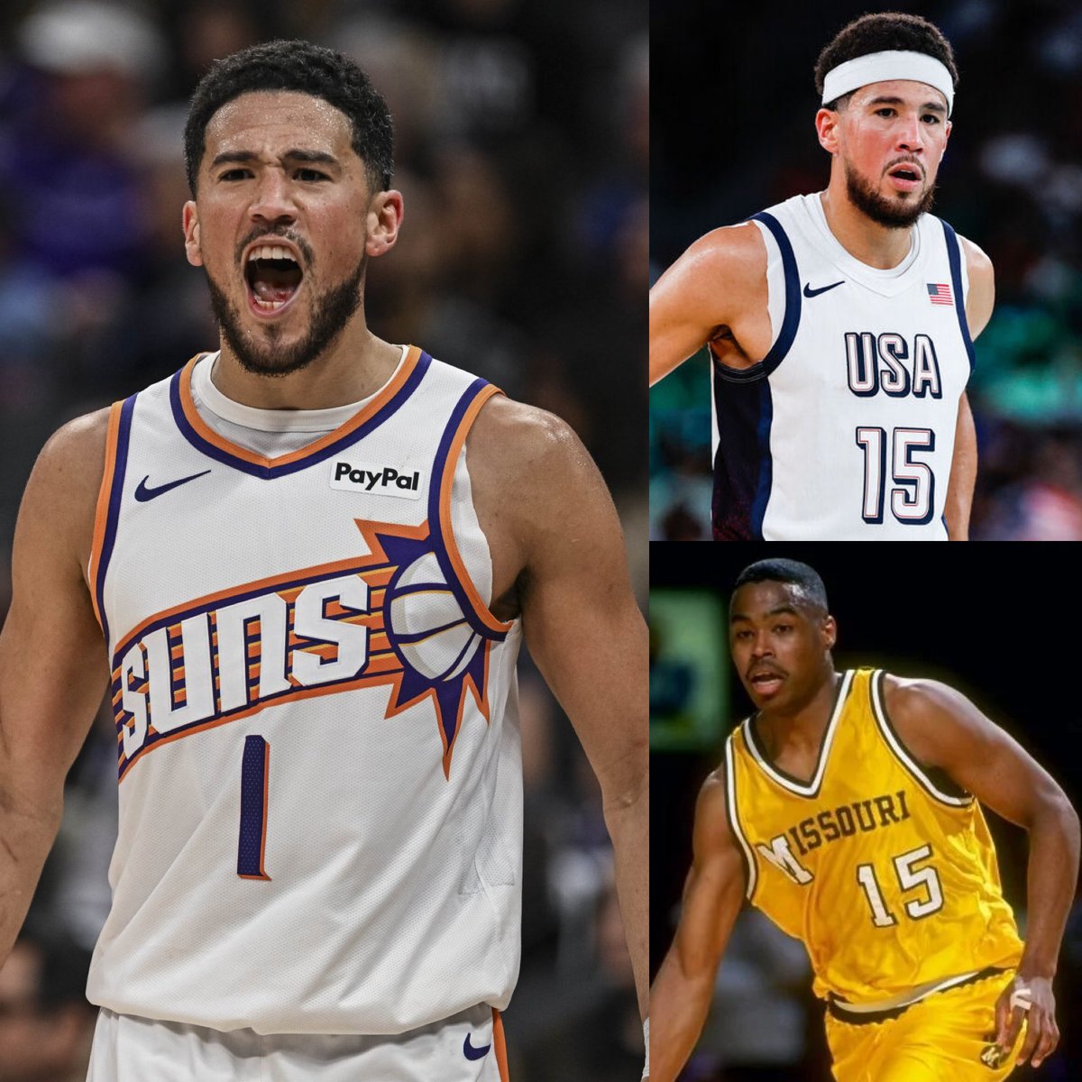 50NuancesDeNBA's tweet photo. 🌵 C’est officiel, Devin Booker change son numéro et passe du 1️⃣ au 1️⃣5️⃣ ! 

Son numéro avec Team USA, et le numéro porté par son papa à l’université ! 

🗞️ - @ShamsCharania https://t.co/SRYV96Wytf