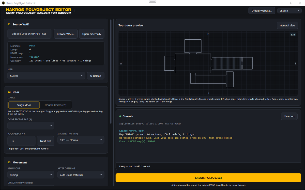 hakrosdeveloper's tweet photo. Hi guys, I've created a new tool for build #polyobjects. Create and configure polyobjects faster for your #UZDoom, #GZDoom / #UDMF maps, improve your workflow, and build moving doors, rotating structures, and interactive level geometry with ease.
Website: https://t.co/XXo9A0Brfv https://t.co/3I5Hkv96FD