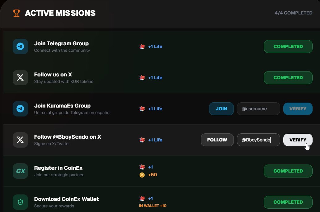 BboySendo's tweet photo. ¡NUEVAS MISIONES DISPONIBLES EN #KuramaRun! 🔥🦊

Han añadido 2 nuevas misiones:

✅ Únete al grupo de KuramaRun en Telegram → ❤️ +1 Vida
✅ Sigue a @BboySendo en X → ❤️ +1 Vida

🎮 Completa ambas misiones y consigue 2 vidas 

🕹️Juega aqui - https://t.co/sWyz18e2YW
@KUR_token https://t.co/Twe3KRA66x
