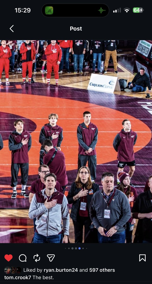 burgfanvtsertc's tweet photo. Tampa Tom with a subtle "thank you @hokieswrestling" on his IG. Thank YOU for carrying the team culture &amp; never giving anything less than your best effort everytime. Every guy I've ever spoken too on the team says Tampa Tom is the ultimate teammate. Great things ahead Tom #Hokies https://t.co/pNEf0G8K7s