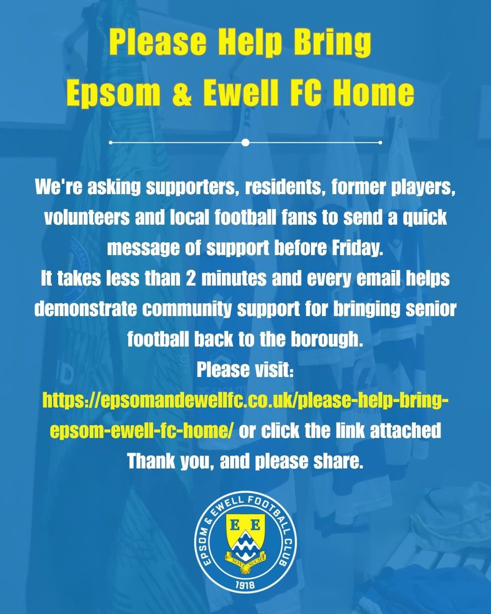 EpsomEwellFC's tweet photo. https://t.co/iGADY1RpbA  🔗📧🚨

#upthesalts https://t.co/3MnThePg2F