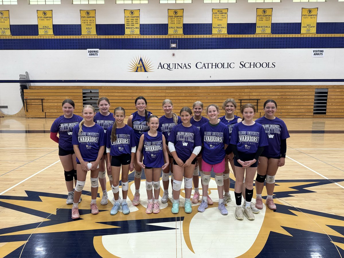 WaldorfVB's tweet photo. Thanks to Aquinas Volleyball and Head Coach Dani Schamberger for having us back to run camp for their High School and Middle School programs! Great 3 days working with all of these athletes! https://t.co/gKZpoxXF70