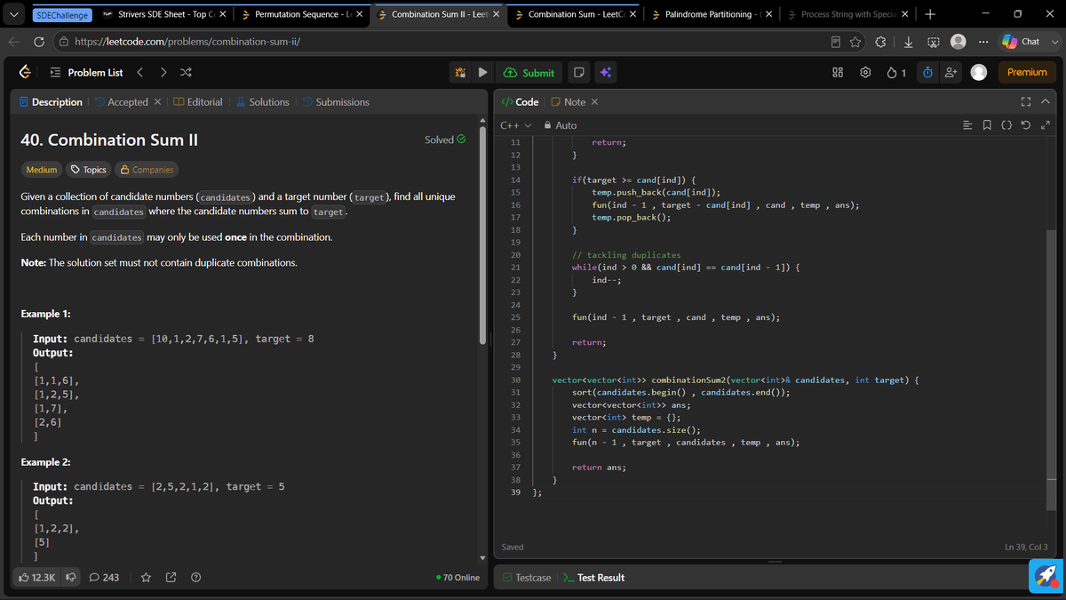 Day 17 – #SDESheetChallenge Solved: Combination Sum Combination Sum II ...