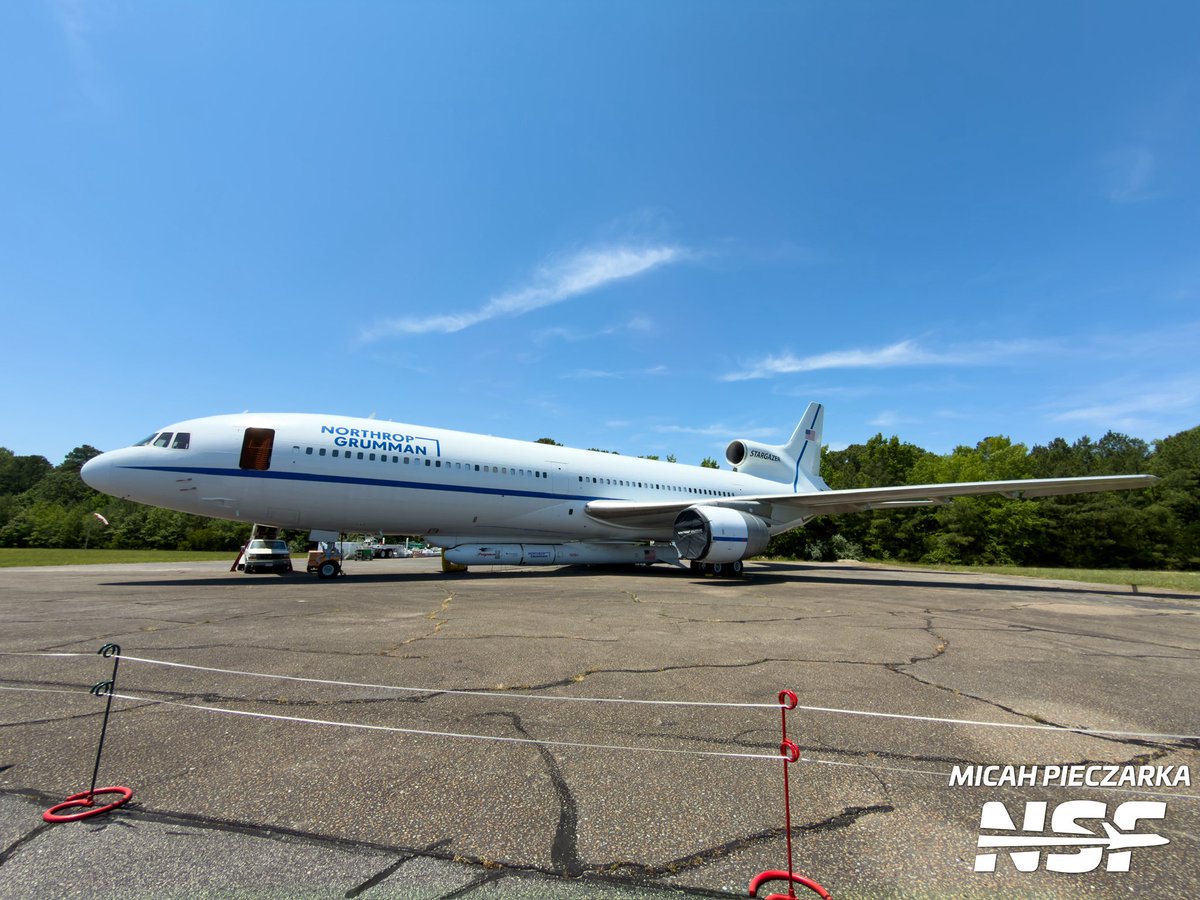 EShoreSpaceflt's tweet photo. NASA Wallops Island update — June 17, 2026. Pegasus and Stargazer in person. Oops, last post was screenshots and not the actual photos. A Lot going on today. This one has the actual photos. 

Media event today was great, but the highlight was getting up close to Pegasus and Stargazer, Northrop Grumman’s L-1011 carrier aircraft. They bused us right down to the end of the runway to see the rocket and aircraft together.

Cool moment: the Thunderbirds were taking off from an adjacent runway as we arrived, close enough to watch. Up close, the name “Adam” was handwritten on the rocket’s nose, alongside the Pegasus, Katalyst, Northrop Grumman, and NASA logos. The American flag, NASA worm logo, and Northrop Grumman branding together really drove home the history behind this launch system.

Great day at Wallops.

@NASASpaceflight