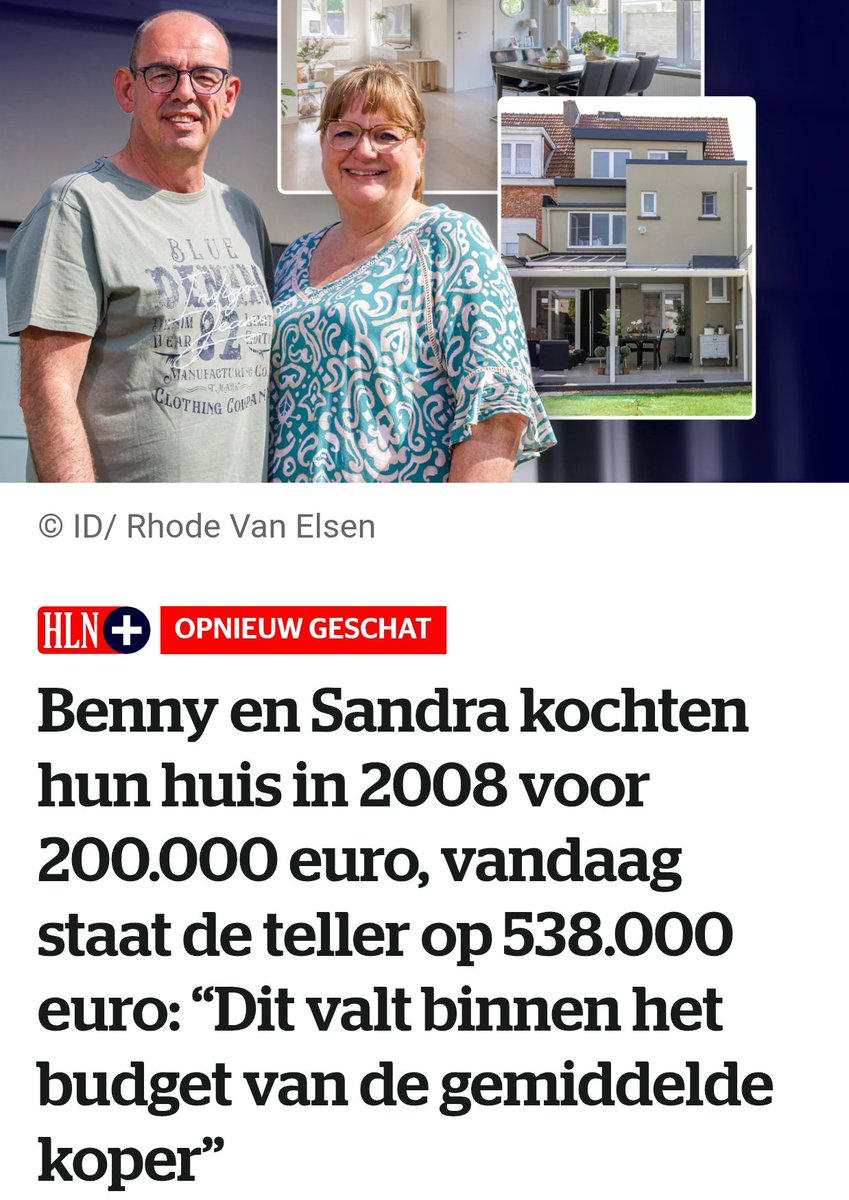 Roadtriptofire's tweet photo. Benny en Sandra vinden de prijsstijging ongeloofelijk. Nu kunnen ze twee huizen kopen als ze hun huis verkopen toch?

Hadden Benny en Sandra dat geld en de 75000 die ze uitgaven aan verbouwing toen in de $QQQ gestoken hadden ze nu een mooie portfolio van 4.4M. 
Die portfolio zou dit jaar gemiddeld 660.000 stijgen. Ze zouden ieder jaar hun huis opnieuw kunnen kopen van dat geld. Vermoedelijk zouden ze er niet in slagen dit ooit op te doen.

De kracht van compounding interest is voor velen moeilijk te vatten.

Tip: begin vroeg en de wereld zal aan je voeten liggen

Bron: #hln
Disc. Long $EQQB