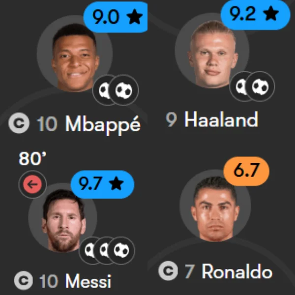 TrollFootball's tweet photo. Mbappe: 2 goals
Haaland: 2 goals
Messi: 3 goals
Ronaldo: 2 hydration breaks https://t.co/7jnQG1dtWu