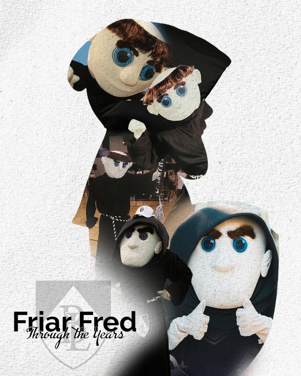 BishopLynch's tweet photo. 🎉 It's National Mascot Day... and what better day for a BIG announcement 👀

From the earliest versions of Friar Fred to the mascot we know and love today, every chapter has helped shape our tradition and spirit.

Get ready... a NEW version of Friar Fred is coming soon! 🤍🖤 https://t.co/67NJ1SP03u