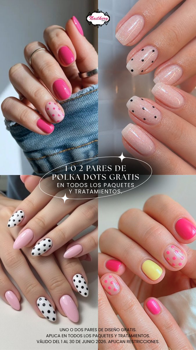 P_UNIVERSIDAD's tweet photo. Los detalles hacen la diferencia. 
Disfruta de diseños Polka Dots GRATIS al contratar cualquiera de nuestros paquetes o tratamientos. Nailkery Parroquia Plaza Universidad
Porque unas uñas bonitas siempre son el mejor accesorio. 
Promoción válida durante junio. Aplican restriccion https://t.co/EEk3n9eAyj
