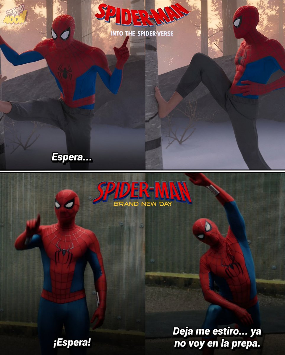 CartoonsOTMoon's tweet photo. Spider-Man dando el viejazo en todos los universos. https://t.co/1BXdv5fuTl