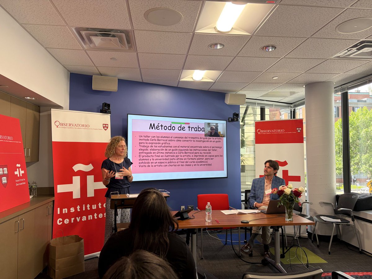 ObserESHarvard's tweet photo. En el XI Simposio del Observatorio del Instituto Cervantes en Harvard, Paloma Asensio y @pintamonas presentaron “Bordar la libertad: La historia de Mariana Bracety.” Un gran ejemplo de cómo la enseñanza de lenguas puede combinar investigación, colaboración y creatividad. 👏👏 https://t.co/5Vm10u7aT8