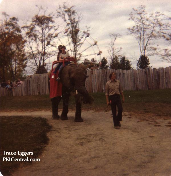 KICentral's tweet photo. From 1980 - 1983, you could ride an elephant at KI! It was an up-charge ride called Maxi Taxi Rides. Notice, we used to have a Ferris Wheel. Were you aware of these two classic attractions at the park? #KICentral #KingsIsland #coasters #sixflags #amusementparks #Themepark https://t.co/gm4T2dZHGm