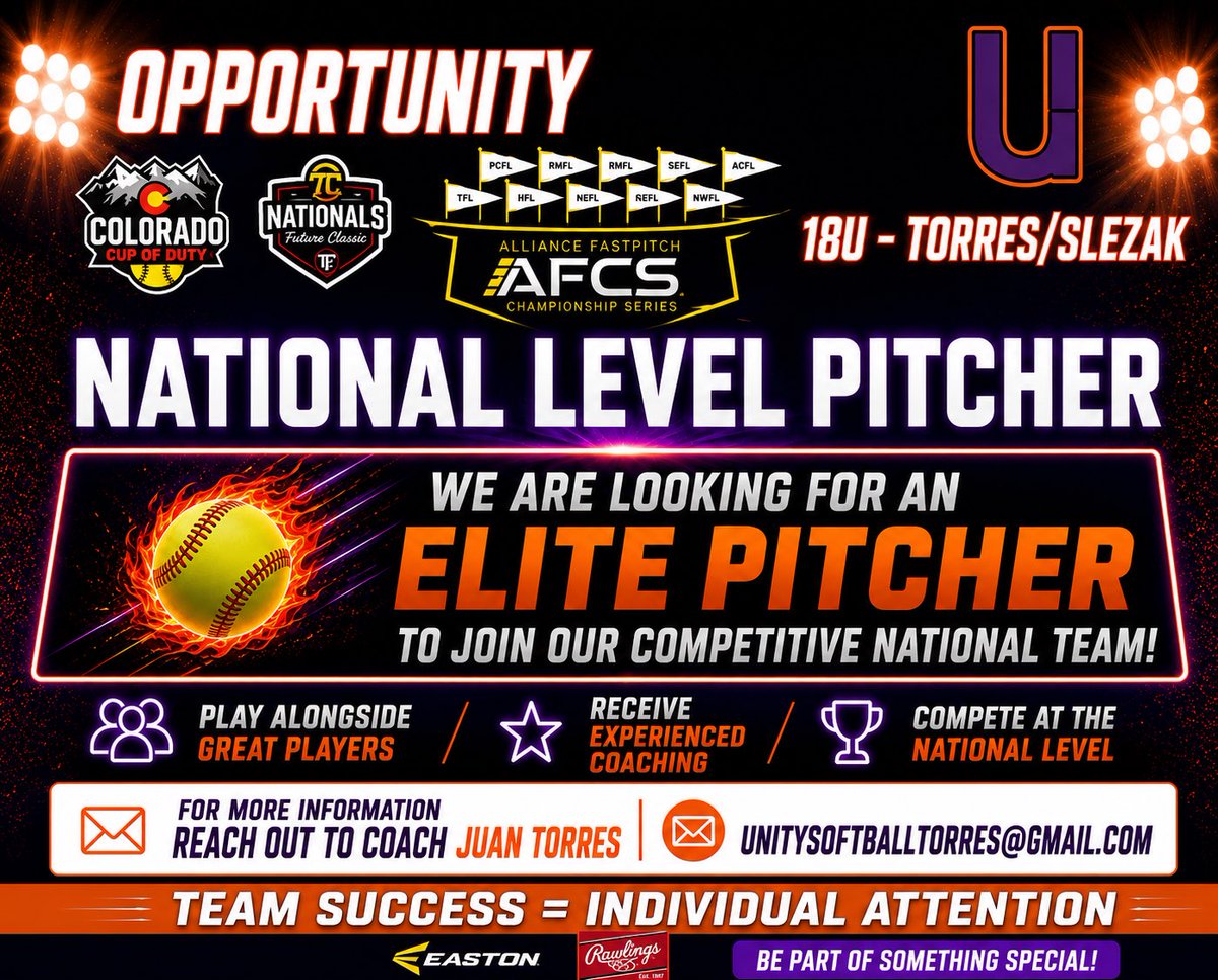 UnityTorres18U's tweet photo. Due to an injury we have a Great OpportUNITY for an elite Pitcher. 
@unityslezak @VAUnitySB https://t.co/ItOIsj8v2B