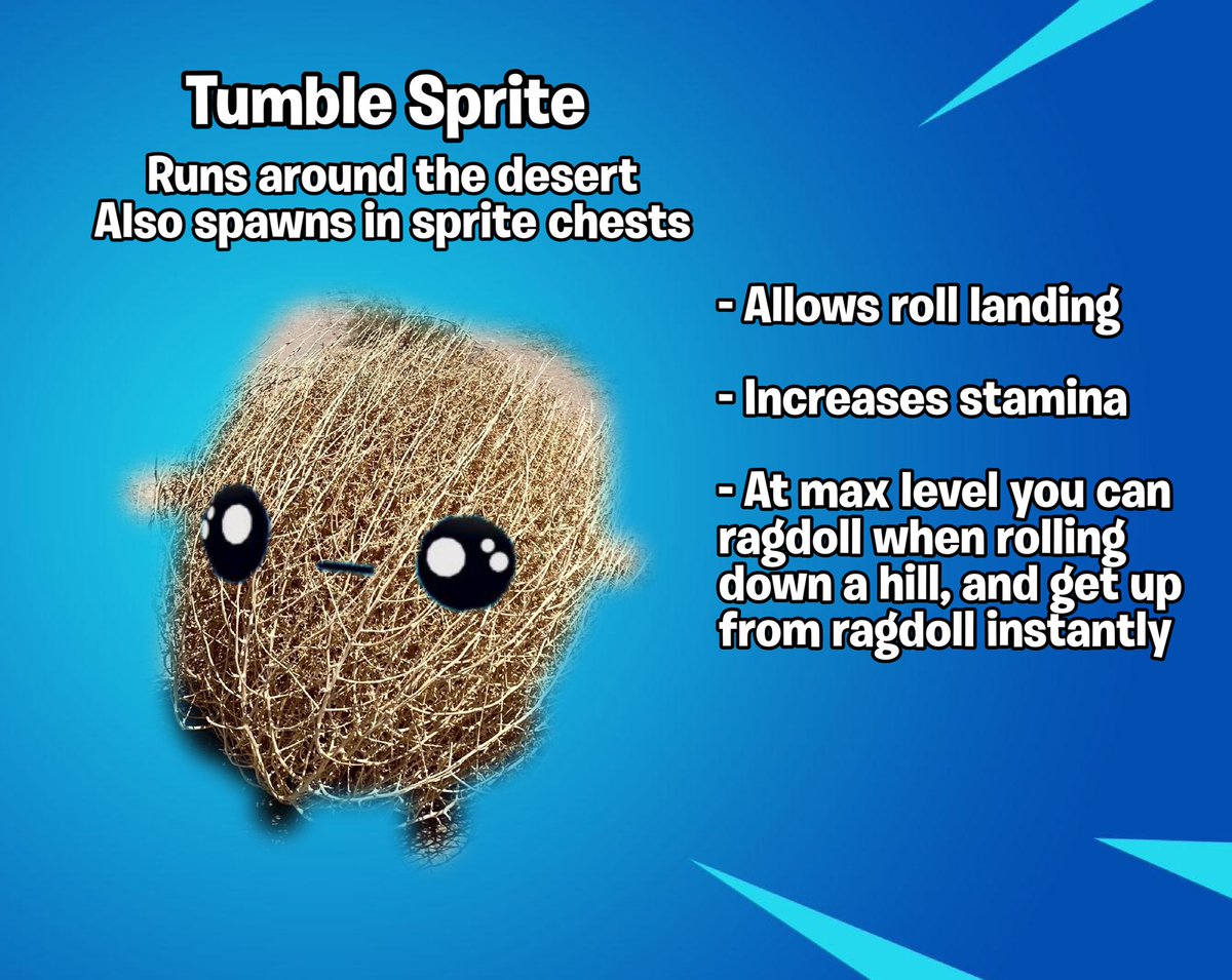 addmetocreative's tweet photo. Introducing the Tumble Sprite!

It spawns in the desert, with the effects of rolling and extra stamina!

Conceptualized by @CosmiCat38

#DesignASprite https://t.co/Dg7AJkX7TY