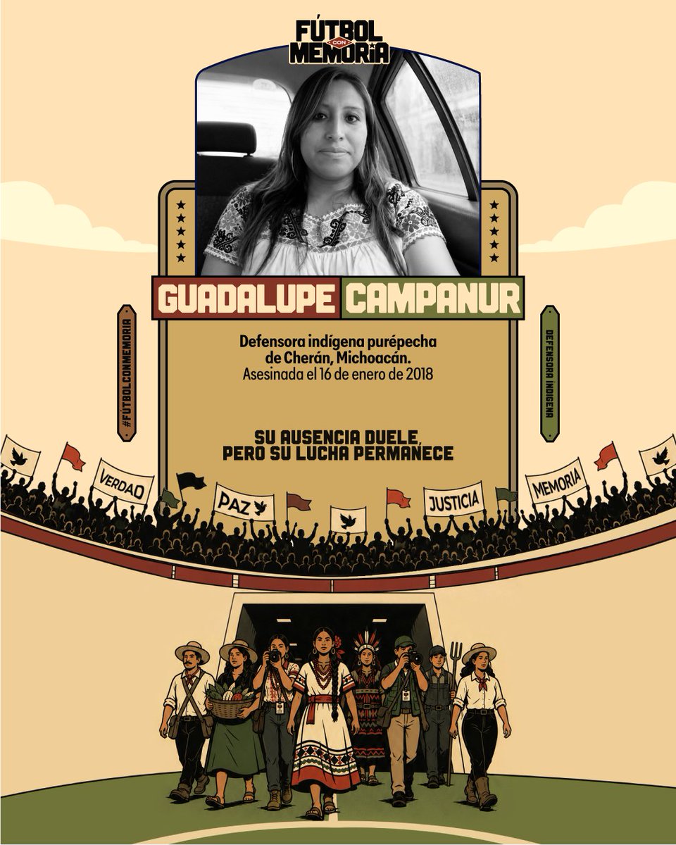 EspacioOsc's tweet photo. 🕯️ El 16 de enero de 2018, año en que se disputaría la 🏆 Copa Mundial de la #FIFA Rusia 🇷🇺 2018, fue asesinada Guadalupe Campanur Tapia, defensora indígena purépecha de #Cherán, #Michoacán.

1/2 🧵

#FútbolConMemoria https://t.co/gu9pKbdtaC