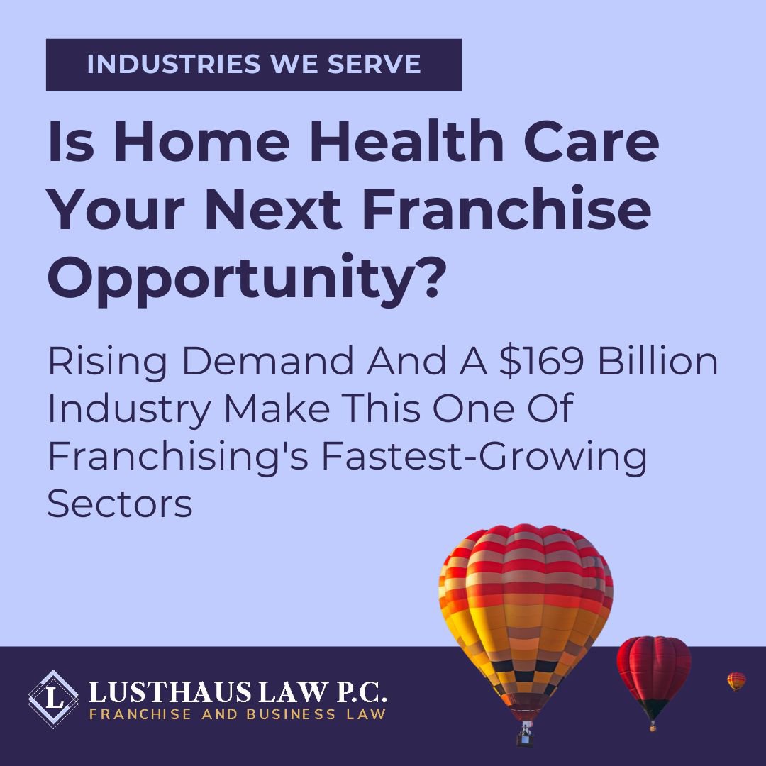 LusthausLaw's tweet photo. Home health care is one of franchising's fastest-growing sectors.

Before you sign, review the FDD, territory protections, staffing obligations and state licensing carefully.

Learn more today: https://t.co/npYYrFKbIQ

#FranchiseLaw #HomeHealthCare https://t.co/y4cV2M4Pve