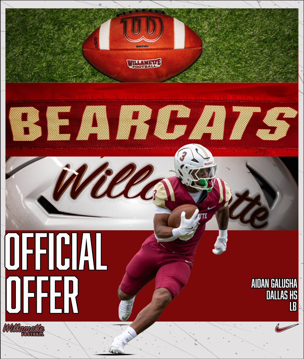 AidanGalusha27's tweet photo. After talking with Coach @Rude_WUBearcats at the @nwbestshowcase_ , I’m blessed to receive an offer to play for @WillametteFB. Thank you Coach Rude for your belief in me. @AndrewNemec @JordanJ_ @CoachZackGoodFB @SidelinePreps @NwFBRecruits @NW_Spotlight https://t.co/puJWpUNtSR