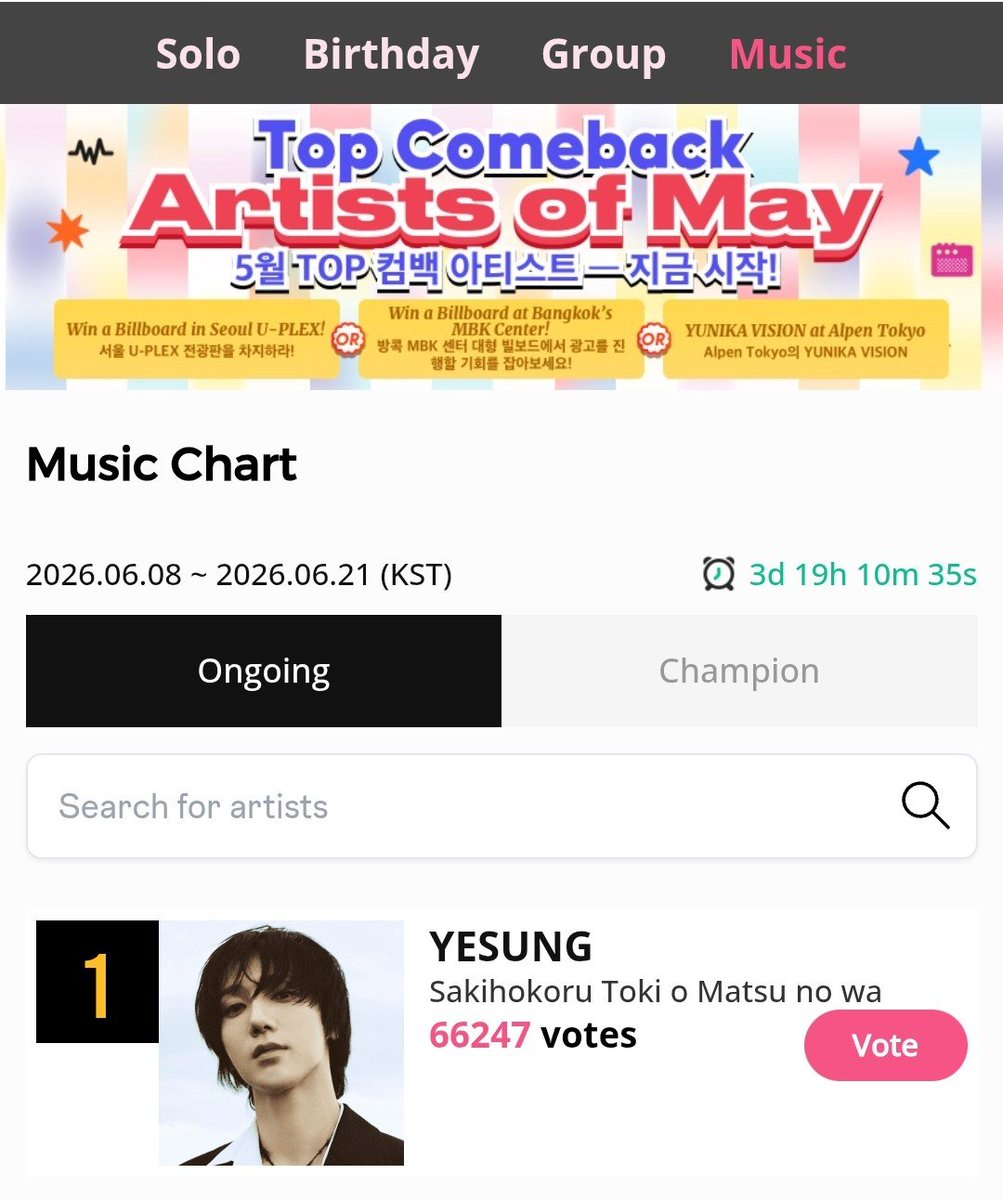 maeechizen_ys24's tweet photo. Yesung is leading‼️
Clouds! Yebbles! Let's widen the gap and maintain the no. 1 spot for YESUNG ☺️😉😘

#예성 #艺声 #イェソン #Yesung 

https://t.co/4cVUGpsfPJ https://t.co/brxlQeWssK