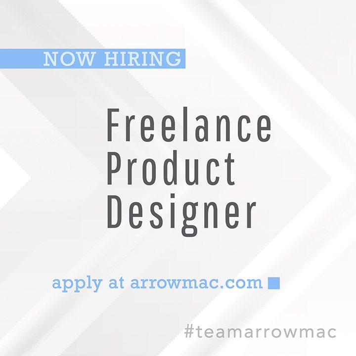 arrowmac's tweet photo. We are looking for a freelance Product Designer to join our ad agency client! Please send in your resume to careers@arrowmac.com if interested. #TeamArrowmac 

#AdLife #Creativejobs #LoveAdvertising #NowHiring https://t.co/4b6vYChDmv