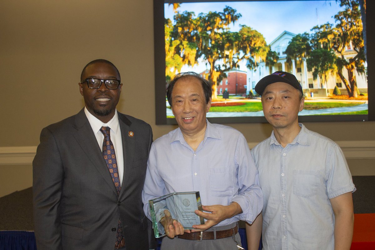 savannahstate's tweet photo. This year, SSU celebrates the retirements of Carol Bostic (33 years - pictured), Regina Brockington (30 years), Reginald Franklin (28 years - pictured), Zhiyan Song (26 years - pictured), Spyros Andreou (23 years), Richard Meier (17 years), and Priscilla Jackson (11 years)! https://t.co/kqzUlwxYhl
